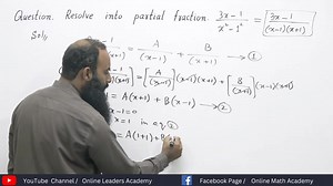 Resolve into Partial fraction 3x-1 / x^2 - 1 | Online Math Academy