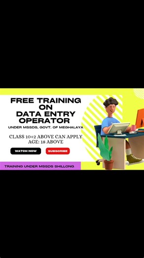 Jobs Recruitment Meghalaya on Instagram: "Free Training on Data Entry Operator under MSSDS Govt of Meghalaya"