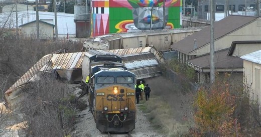 Train derails next to Saginaw River