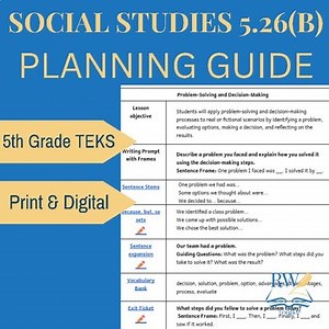 TEKS 5.26(B) | SS Planning Guide | Problem-Solving & Decision-Making