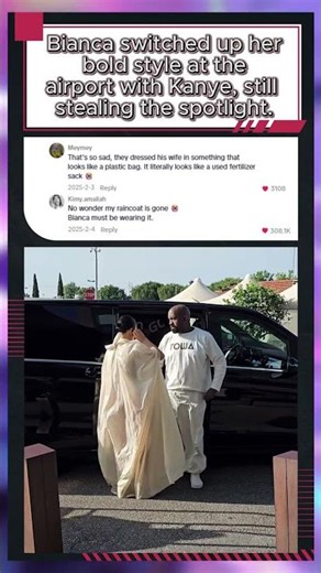 Bianca switched up her bold style at the airport with Kanye. #rap #hiphop #kanyewest #short