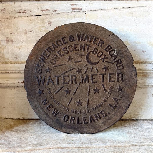 Vintage Authentic Cast Iron Meter Cover | New Orleans Sewerage & Water Board - Etsy
