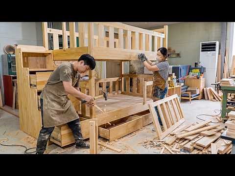 The Insane Skill of Korean Carpenter Making Wooden Bunk Bed Built to Last a Lifetime