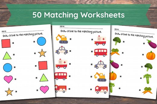 Printable Matching Worksheets, Match the Picture, Kindergarten Preschool Activity, Busybook, Educational Pages - Etsy