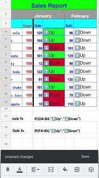 "IF" Formula , "Conditional format" and "up & down arrows" in Google Sheet