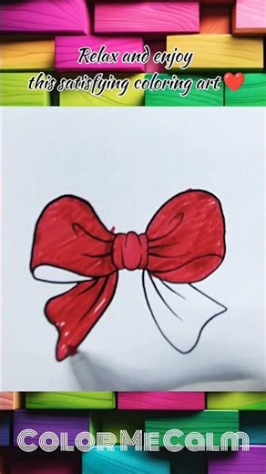 Coloring this cute bow with my red marker ❤️🎨 #shorts