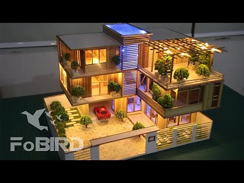How to make a Wooden stick house with LED light by FoBIRD