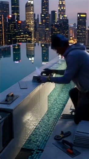 Rooftop Infinity Pool Timelapse | Kiran Khan AI Studio