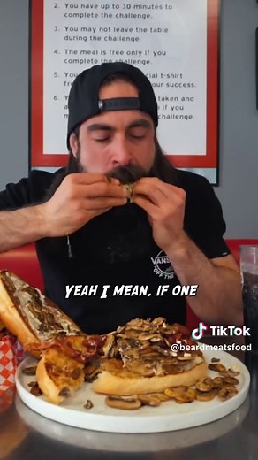 Only one person has beaten the biggest burger at Idaho's famous Man v. Food diner! #competitiveeating #foodchallenge #beardmeatsfood