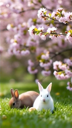 Spring Ambience screensaver Cherry Blossoms and Bunnies