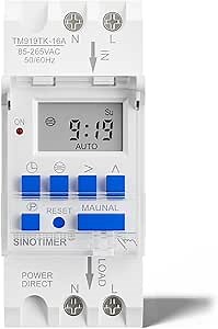 TM919TK Wide Voltage 85-265Vac Astronomical Time Switch for Automatic Calculation of Sunrise and Sunset in Latitude and Longitude 16 A, 3200 Watts, Replaceable Battery Design