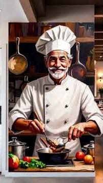 Chef Themed Oil Painting Vinyl Wall Sticker #shorts #cute #viral