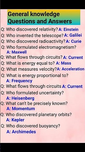 General knowledge Questions and answers |Physics gk Questions and answers | Gk science