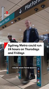 Sydney Metro services could soon run for 24 hours on Thursdays and Fridays, when less maintenance work is required. #metro #sydneymetro #sydneytrains #sydneytransport #sydney #7NEWS | 7NEWS Sydney