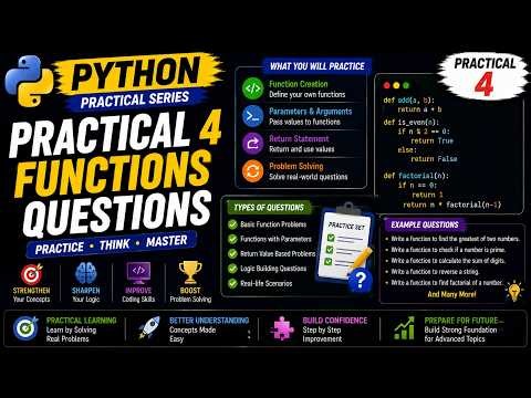 Python Function Practice Questions | Practical 4 | Python Course for Beginners