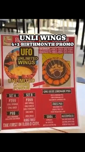 The first & original unlimited wings unlimited cheese fondue in Iloilo City! #unliwings #FightingChicken #Megaworld #unlimitedwings #celebrate #birthday #BirthdayPromo #birthdaycelebration | Fighting Chicken Unlimited Wings