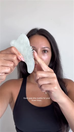 Gua Sha routine for Frown Lines ✨ Soften fine lines Use the rigid edge of your Gua Sha with a gentle side-to-side motion, gliding upward between the brows. ✨ Release tension With the pointy edge, make slow circular motions around the brows to melt away tightness. ✨ Sweep the brows Take the heart-shaped edge and do quick, small sweeps along the brows to ease tension. ✨ Smooth it out Glide from the center of the brows outward toward the temples in smooth strokes. ✨ Lift Finish with the long edge, 