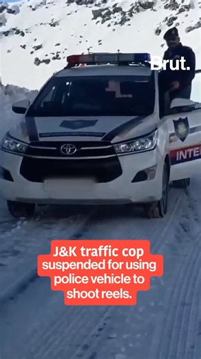 Brut India on Instagram: "- A traffic police sub-inspector in Jammu and Kashmir was suspended after a video of him shooting reels went viral. - He was seen misusing an official police vehicle on the snow-covered Mughal Road in Poonch district. - SI Gul Sheraz, posted as Sector Officer on the route, was seen leaning out of the moving vehicle, raising safety concerns. - Following the incident, Assistant Sub-Inspector Anil Kumar was appointed as the route’s new Sector Officer, while Sheraz was dire