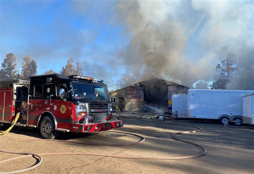Fire destroys shop building off US Highway 20 east of Bend; cause under investigation