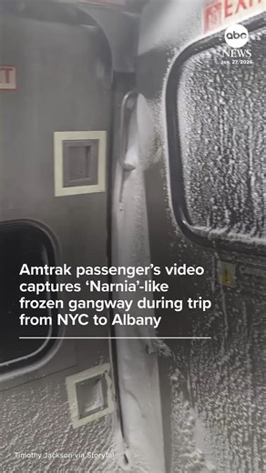 An Amtrak passenger captured what he referred to as "Narnia"-like conditions during a recent train journey from New York City to Albany. https://abcnews.visitlink.me/7Ye06P | ABC News