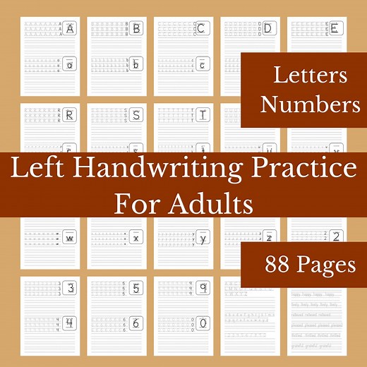 Left-handed Handwriting Practice: Letters, Numbers, Words (digital Download) - Etsy