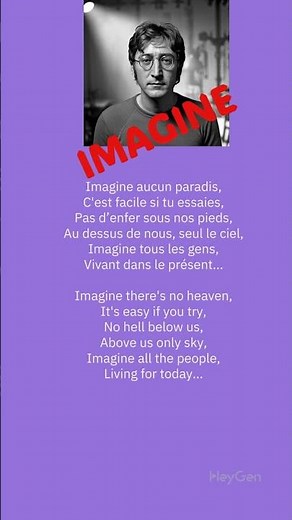 JOHN LENNON IMAGINE FRANCAIS #johnlennon #imagine #rock