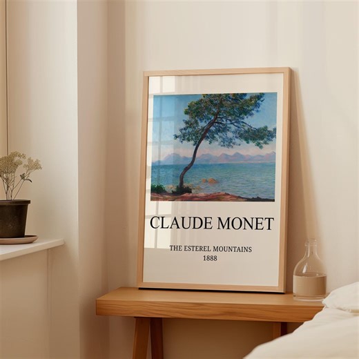 Claude Monet the Esterel Mountains Vintage Exhibition Poster, Impressionist Landscape Printable Wall Art, Old Money Living Room Decor - Etsy