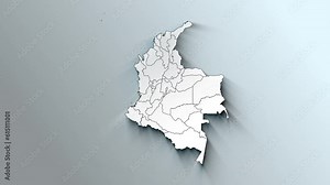 Modern White Map of Colombia with Departments