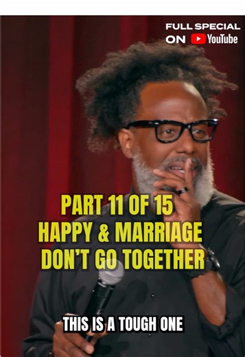 Happy and marriage don’t always match 😂 #MarriageTruth Part 11 of 15: New full special MARCUS D. WILEY: REHAB, on the Ali Siddiq YouTube page! And while you're there, check out his last special Marriage Is Major Surgery (5 million views) MARCUS TOUR Dates: MarcusDWiley.com. Mar 6 – 8. Tempe, AZ Mar 20 – 22. Tulsa, OK Mar 26 – 28. Baltimore, MD Apr 2 – 4. Tacoma, WA Apr 10-12. Addison, TX Apr 17 – 18. Virginia Beach, VA May 8 – 10. Nashville, TN May 14-16. San Francisco CA May 22 - 24. San Anton