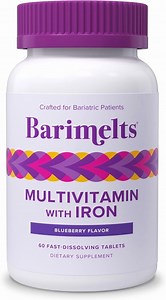 Barimelts Bariatric Multivitamin with Iron, Fast-Melting Tabs, Sugar-Free, Blueberry, Post-WLS, 60 Ct