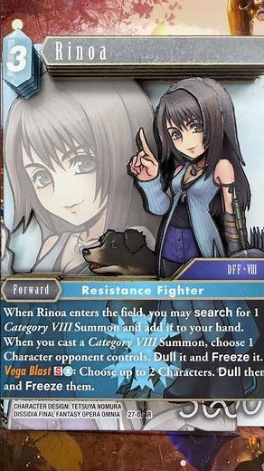 A 3D Shadowbox Card of Rinoa from Dissidia Final Fantasy Opera Omnia.