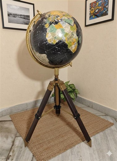 Vintage World Globe 14 Inch Diameter | Tall 45 Inch Floor Globe | Aluminum Brass Base | Retro Home Office Decor - Etsy