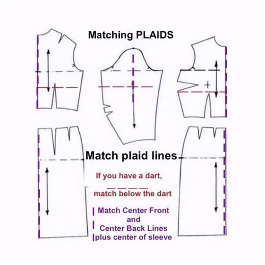 Sewing and Design School on Instagram: "I love PLAIDS and here are a few of my tips to help you. I also use these tips for border prints. And many prints are placed on the fabric in a plaid formation. Lay the fabric right side up. Step back about 10 feet and take a look (Photo 2. ) Treat this print like a plaid. 1. Check the back of your pattern envelope to see if it is suitable for plaids. If there is no warning, go ahead. 2. Plaids that are woven or knitted in are easier to use. Often when a p