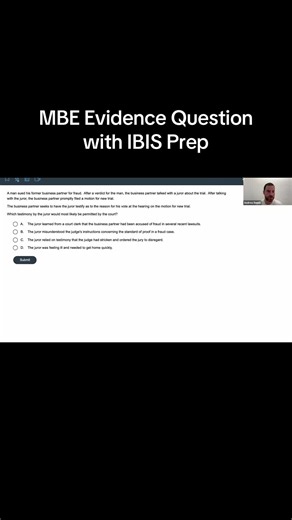 Walk through this MBE evidence question with IBIS Prep’s founder and Bar expert Andrew! #barexam #barprep #mbeexam