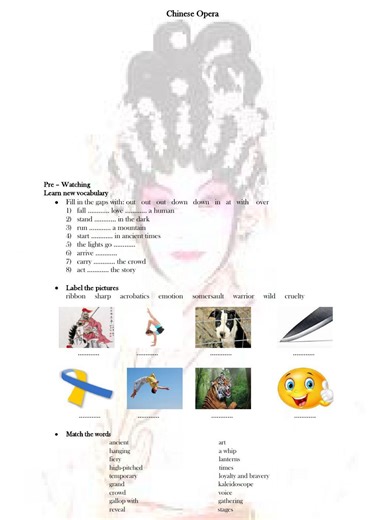 Chinese Opera worksheet