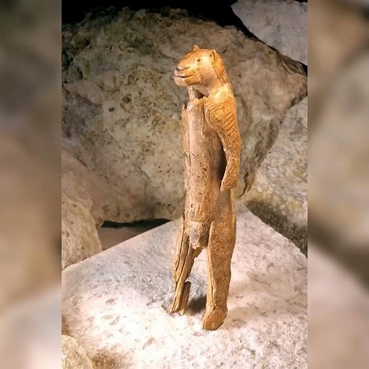 Lion-man, the oldest anthropomorphic animal carving in the world (38,000 BCE. It was found in a...