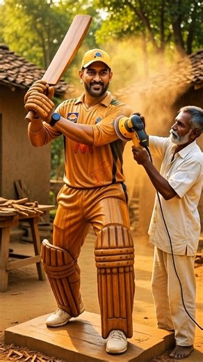 Making of MS Dhoni Sculpture: A Tribute to Captain Cool | Wood Carving Art #shorts #msdhoni #csk