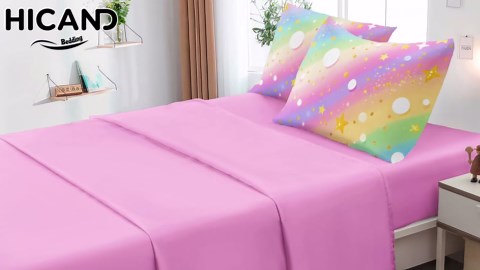 3 Pcs Full Bedding Sets for Girls, Pink Glitter Rainbow Full Size Bed Set, Stars Galaxy Bedding Comforter Set for Girls