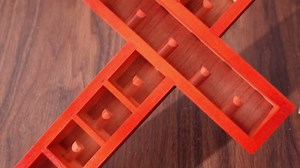 Baseball Ring Holder Display Case 12 Posts Softball Championship Ring Holder 9 x 14 Inches Wall Mount Cross Wooden Shadow Box for Storing Sports Champion Souvenirs