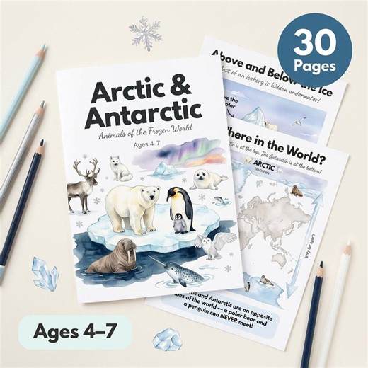 Arctic Animals Worksheets | Polar Bear Penguin Arctic Fox | Ages 4-7 | Antarctic Wildlife | Ice Science Activities | Printable PDF - Etsy