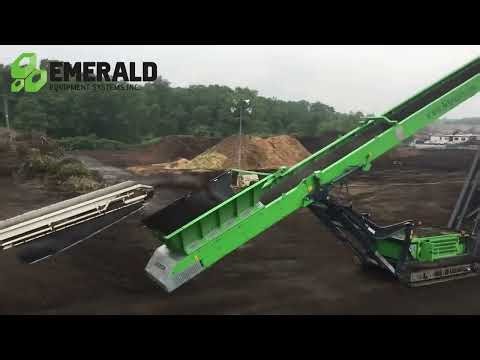 Powerful Tub Grinder in Action | Mulch Grinding & 80’ Track Conveyor Stockpiling (48” Belt)