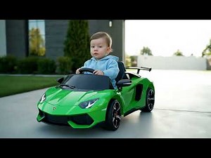 Baby Driving a Lamborghini V12 Vision GT | Realistic Toy Car Ride