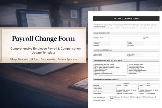 Payroll Change Form Template | Compensation & Employee Status Update | HR and Payroll Document - Etsy Canada