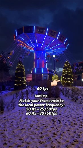 Coaster Raccoon on Instagram: "Roller coasters, theme parks and extreme thrill rides look AMAZING at night… but filming at 60fps in Europe can make the lights flicker 😳 If you want smooth roller coaster POVs and theme park night shots with no flicker, film in 25fps or 50fps instead ✨ Some cameras handle this better than others but if your lights flicker, try this first 😊🙏🏻 Most European theme parks use a 50Hz power system, so 25/50fps matches the light frequency. But 30/60fps doesn’t… and th