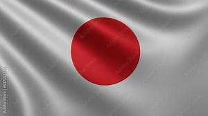 Japanese flag flying in the wind close-up, Japanese national flag flying in 3d, Japan flag in 4k resolution, Japanese flag flying in close-up 3d. High quality 4k footage