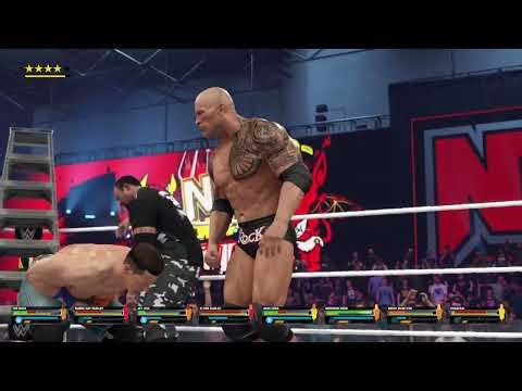 the Rock in action ladder match 8 man