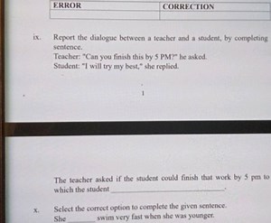ERRORCORRECTIONix. Report the dialogue between a teacher and a... | Filo