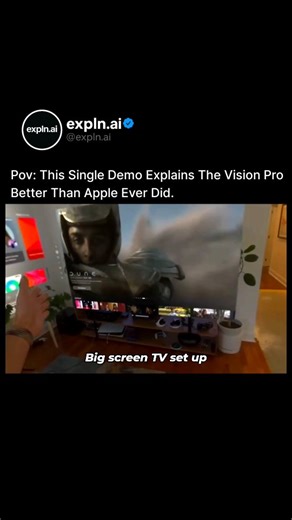 Explained. on Instagram: "How Vision Pro Blends Real and Digital Worlds With Spatial Computing This reel shows a Vision Pro demo so real, so immersive, and so fluid that it outperforms Apple’s own marketing clips. Apple’s Vision Pro isn’t just another headset — it’s a spatial computer built to merge physical reality with high-resolution digital interfaces. Powered by dual processors (the M-series chip for computing and the R1 for real-time sensor fusion), it captures your surroundings using a de