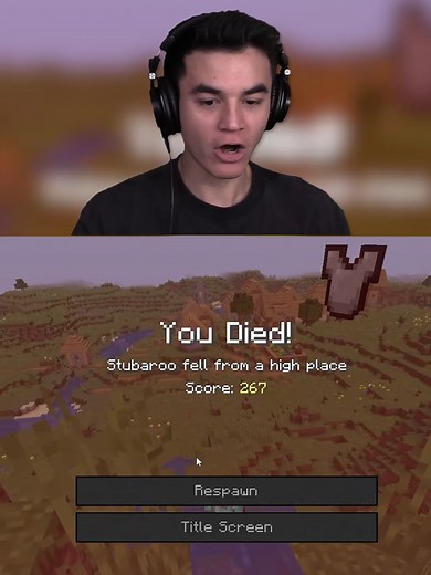 Incredible Minecraft Stunt: Falling from a High Place Twice