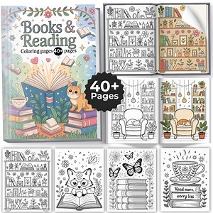 Cozy Book Coloring Pages for Adults, Library Scenes (A4 A5 PDF) - Etsy